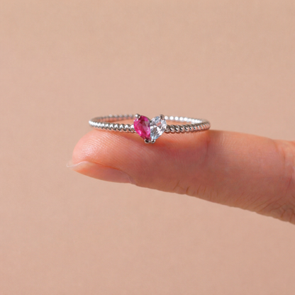 ANILLO CORAZÓN - Personalizado con Piedras de Nacimiento