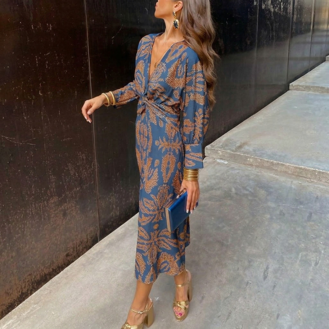 Isadora™ – Elegante vestido midi con cintura anudada