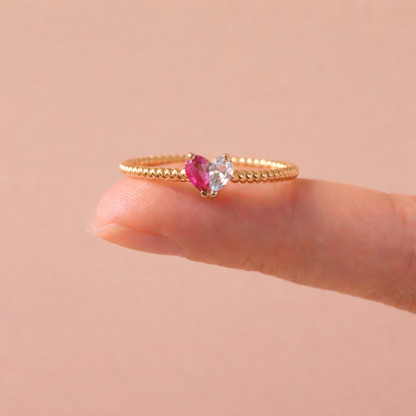 ANILLO CORAZÓN - Personalizado con Piedras de Nacimiento