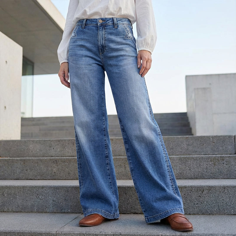 Pantalones Vaqueros Vintage de Talle alto y Pierna Ancha