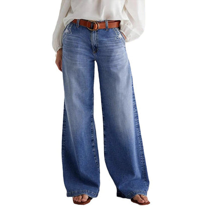 Pantalones Vaqueros Vintage de Talle alto y Pierna Ancha