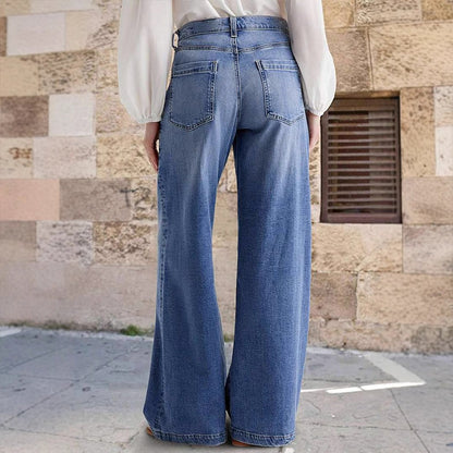 Pantalones Vaqueros Vintage de Talle alto y Pierna Ancha
